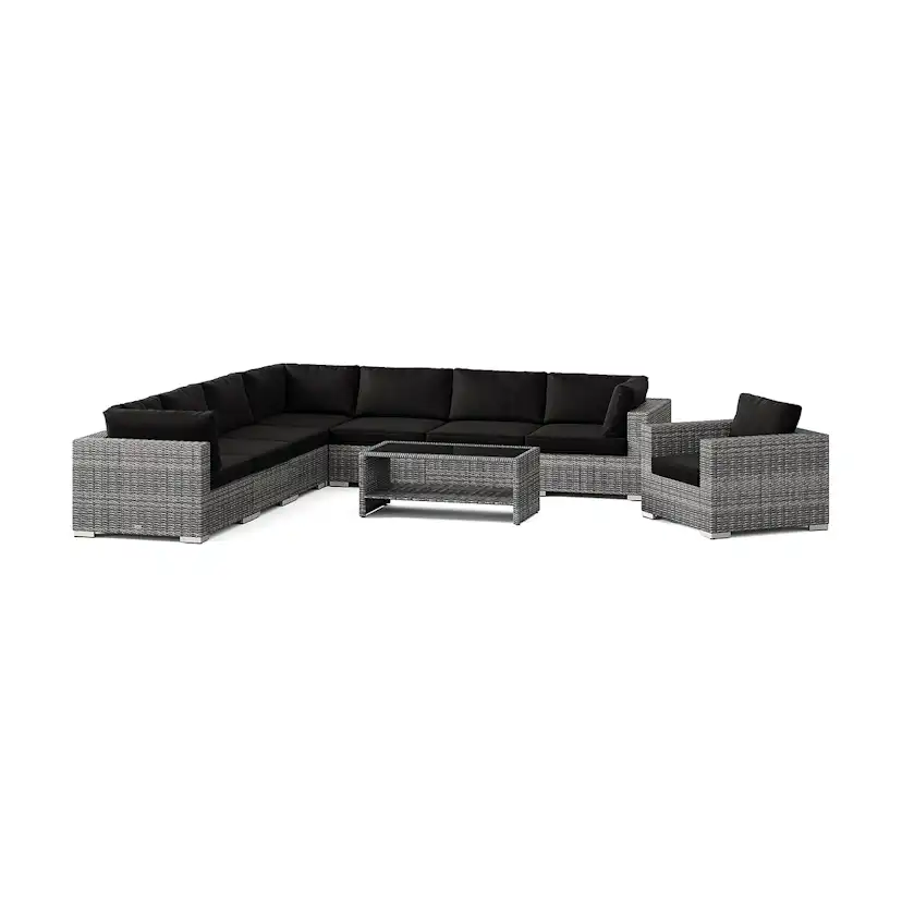 Loungegrupp Comfort Garden Bahamas utomhus hörnsoffa 8-sits vändbar med fåtölj och bord med hylla