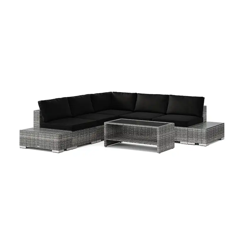 Loungegrupp Comfort Garden Bahamas utomhus hörnsoffa 5-sits vändbar bord med hylla