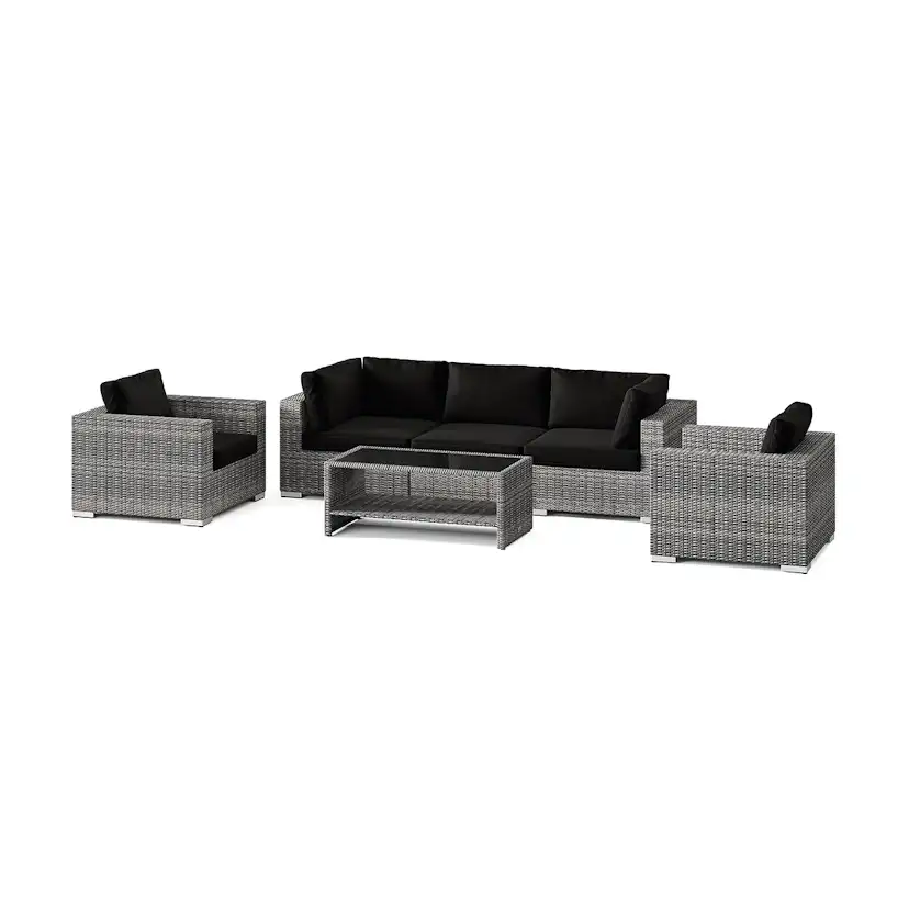 Loungegrupp Comfort Garden Bahamas utomhus soffgrupp 5-sits med två fåtöljer och bord med hylla