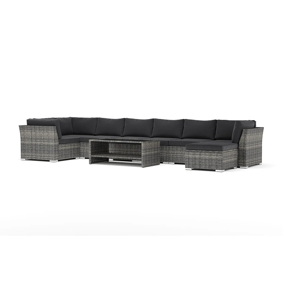 Loungesoffa Comfort Garden Wisconsin utomhus U-soffa 8-sits med vändbar divan