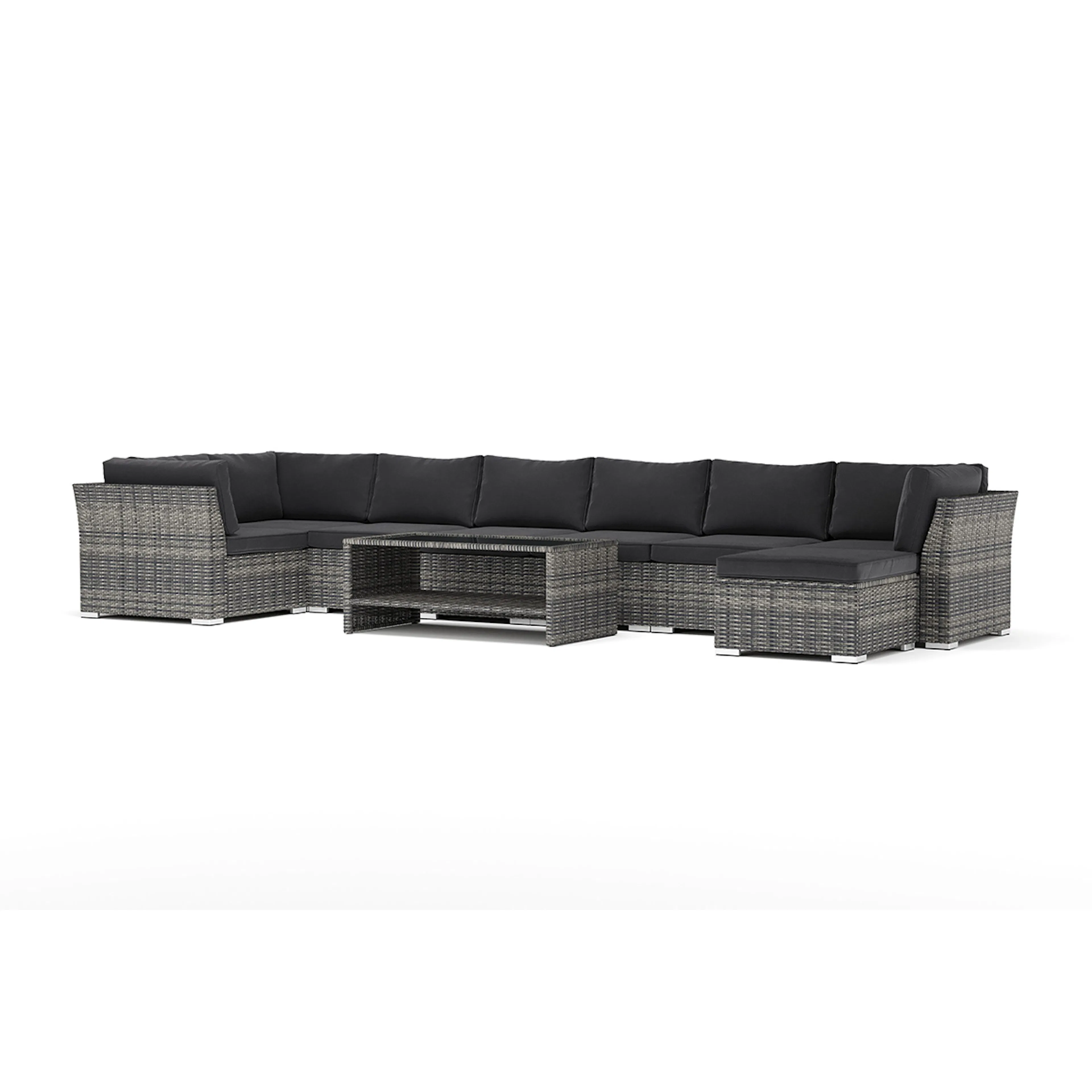 Loungesoffa Comfort Garden Wisconsin utomhus U-soffa 8-sits med vändbar divan