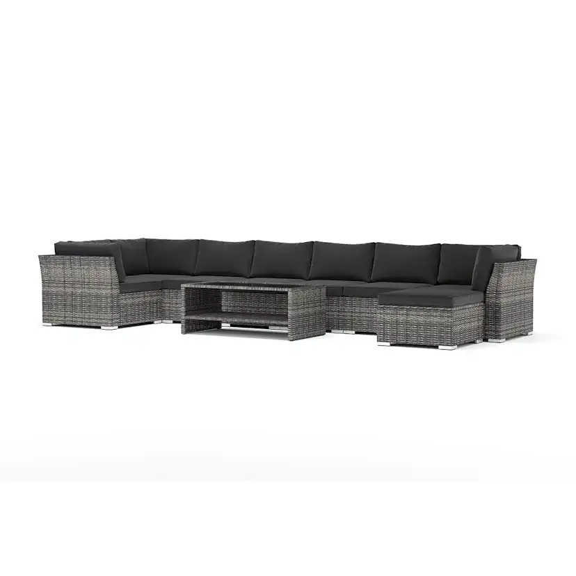 Loungesoffa Comfort Garden Wisconsin utomhus U-soffa 8-sits med vändbar divan