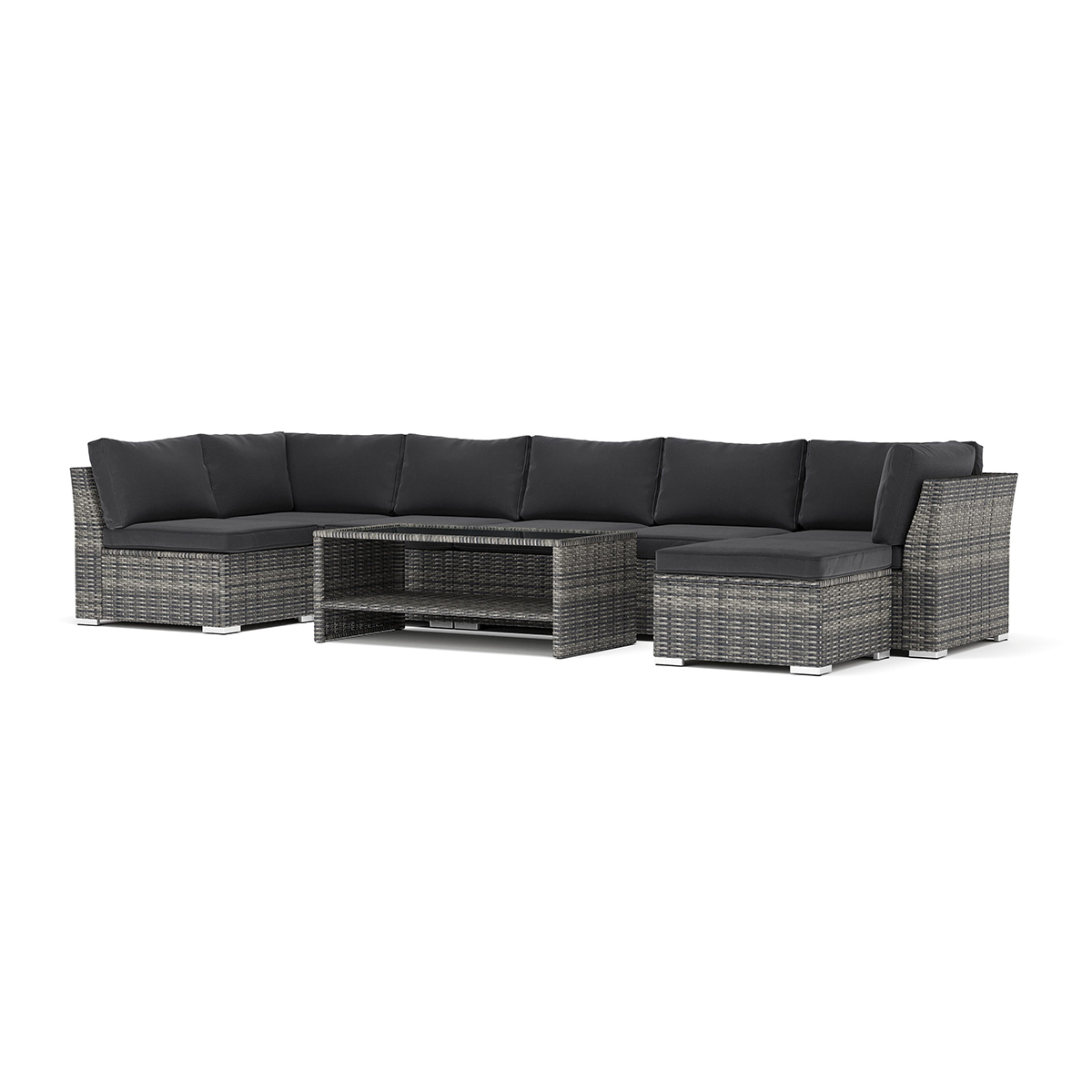 Loungesoffa Comfort Garden Wisconsin utomhus U-soffa 7-sits med vändbar divan