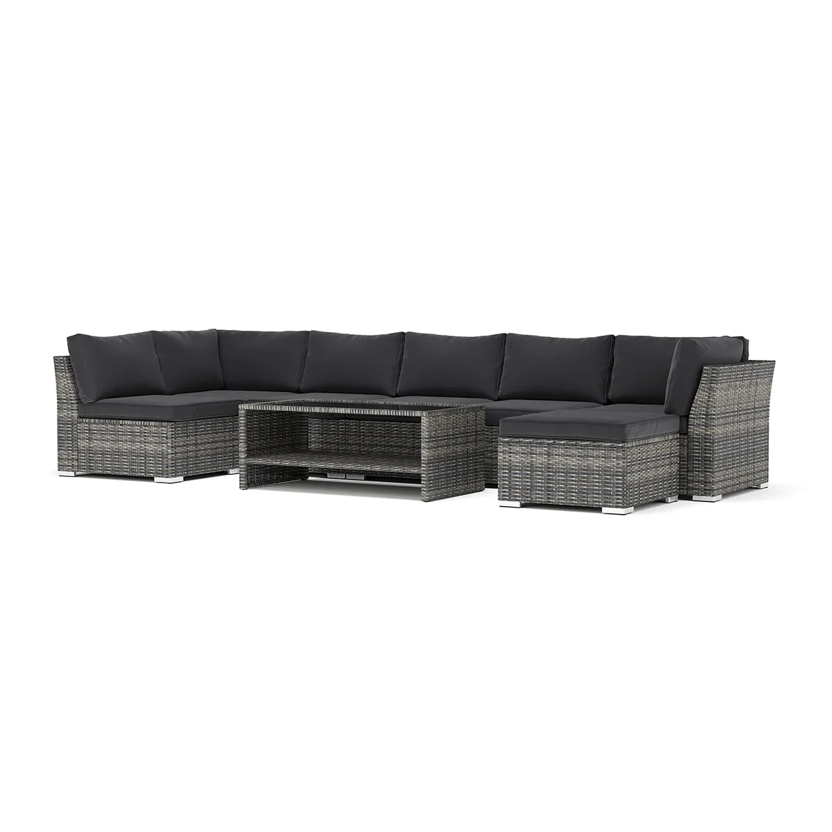 Loungesoffa Comfort Garden Wisconsin utomhus U-soffa 7-sits med vändbar divan