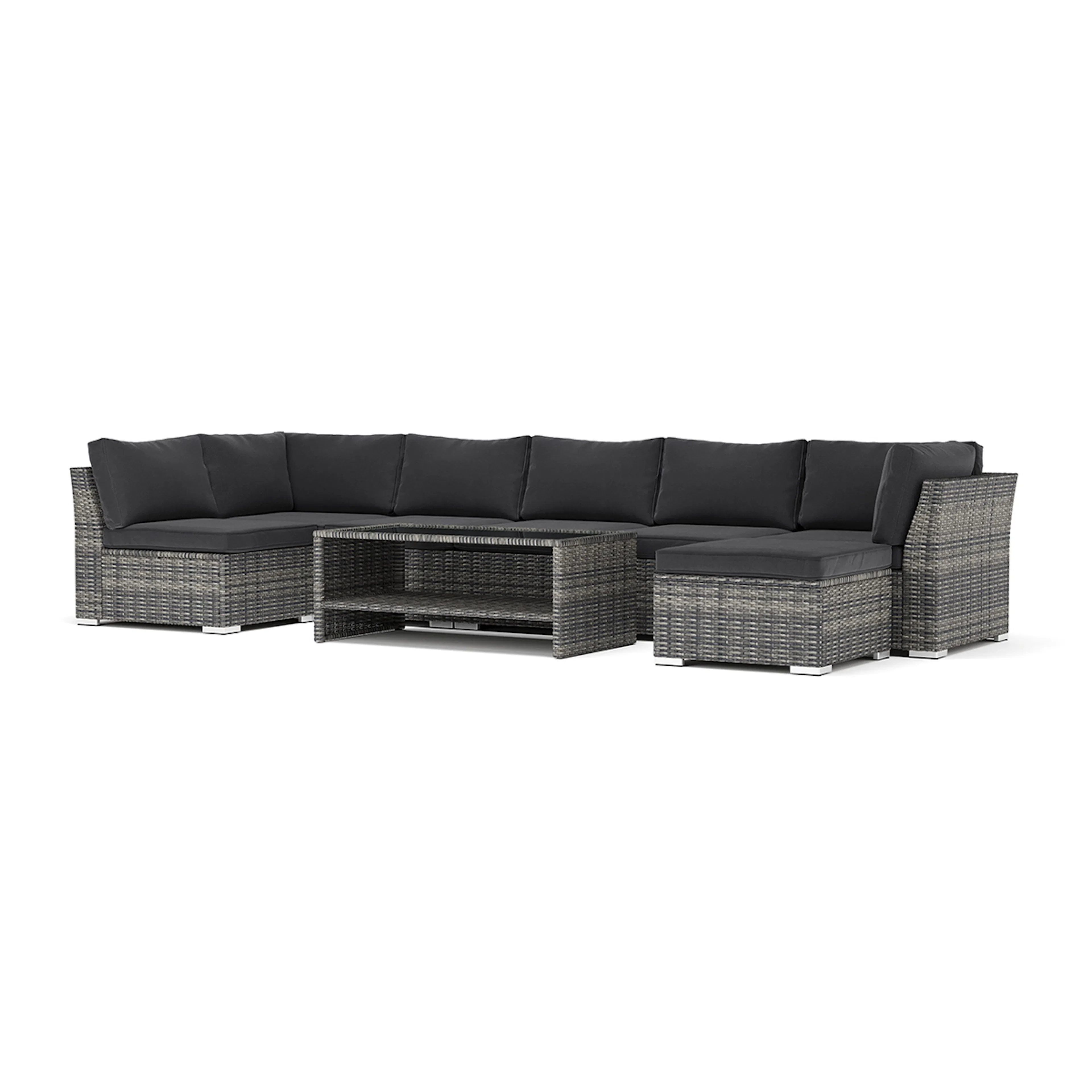 Loungesoffa Comfort Garden Wisconsin utomhus U-soffa 7-sits med vändbar divan