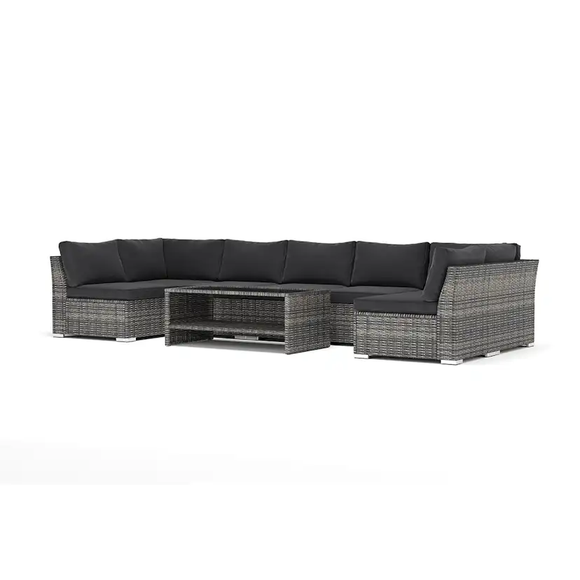 Loungesoffa Comfort Garden Wisconsin utomhus U-soffa 7-sits med öppet avslut