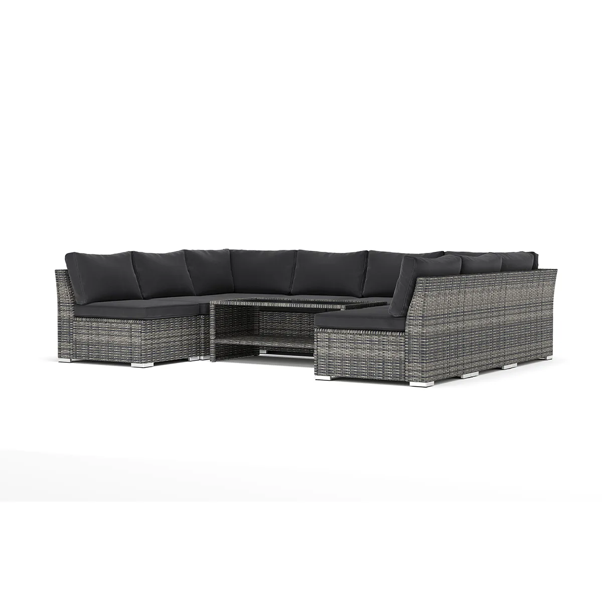 Loungesoffa Comfort Garden Wisconsin utomhus U-soffa 8-sits med öppet avslut
