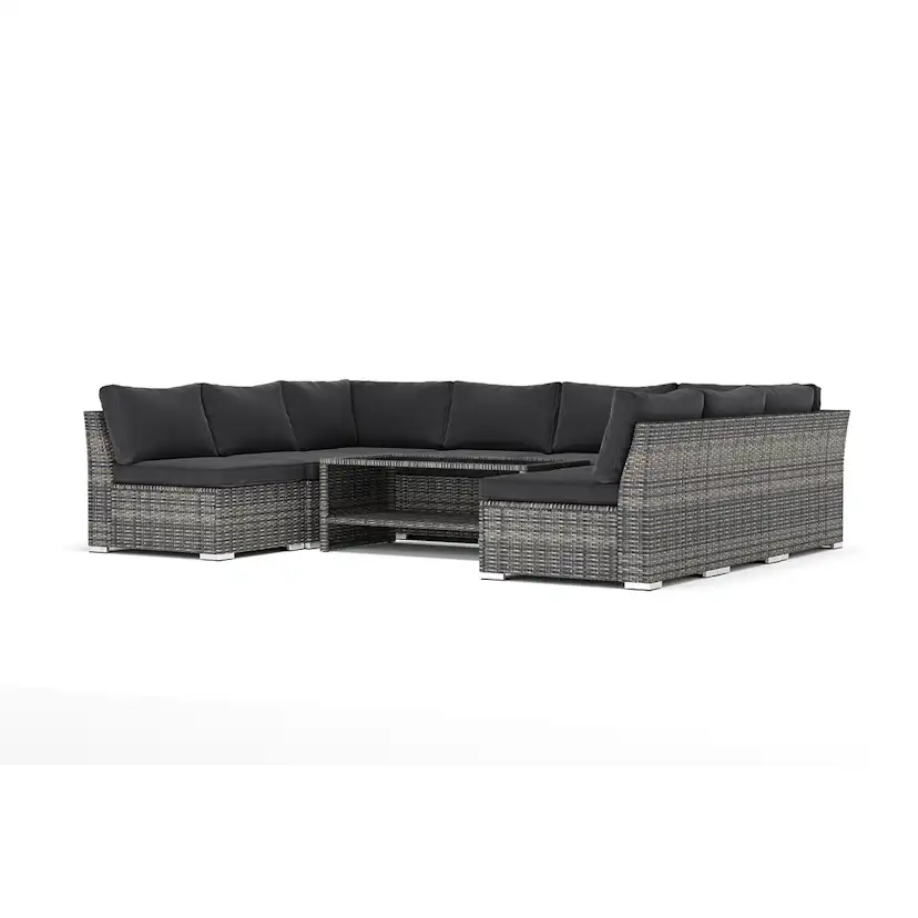 Loungesoffa Comfort Garden Wisconsin utomhus U-soffa 8-sits med öppet avslut