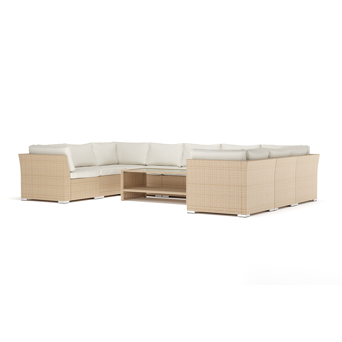 Loungesoffa Comfort Garden Wisconsin utomhus U-soffa 9-sits med stängt avslut