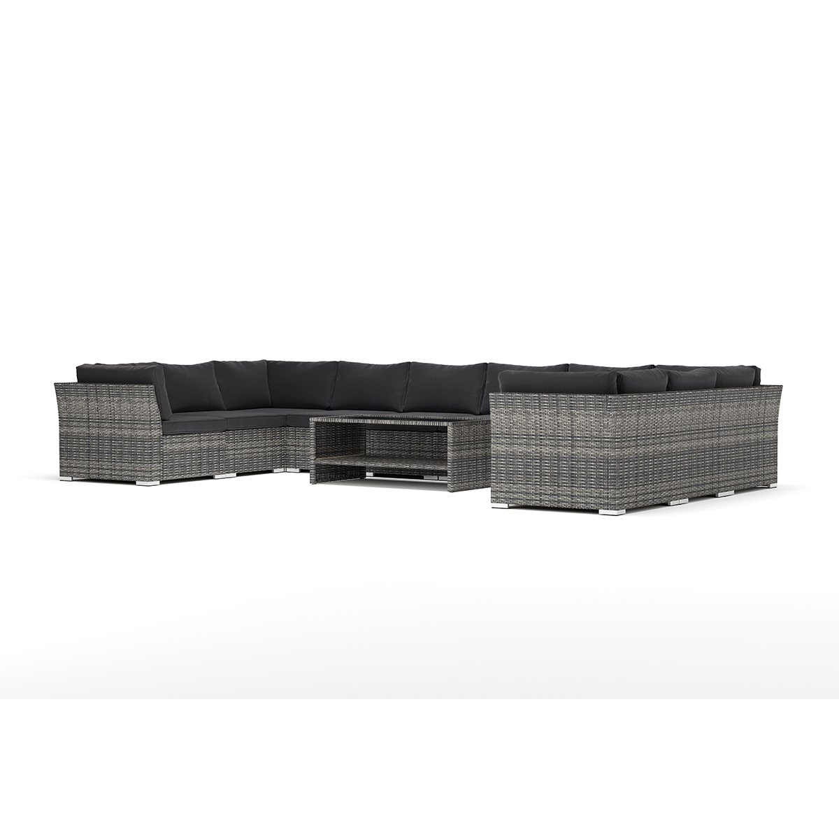 Loungesoffa Comfort Garden Wisconsin utomhus U-soffa 10-sits med stängt avslut