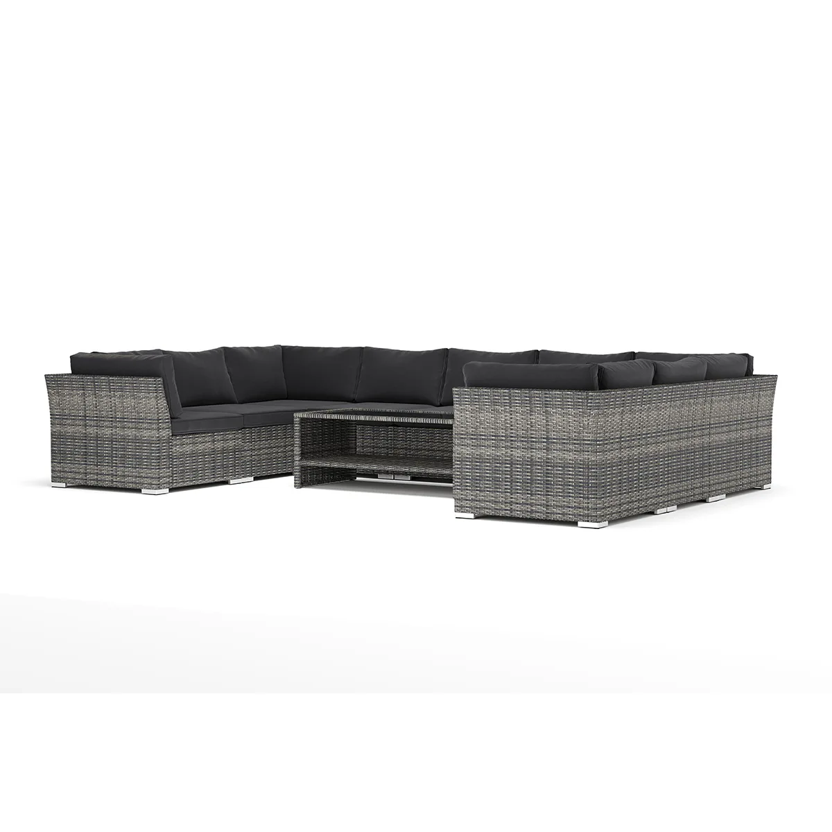 Loungesoffa Comfort Garden Wisconsin utomhus U-soffa 9-sits med stängt avslut