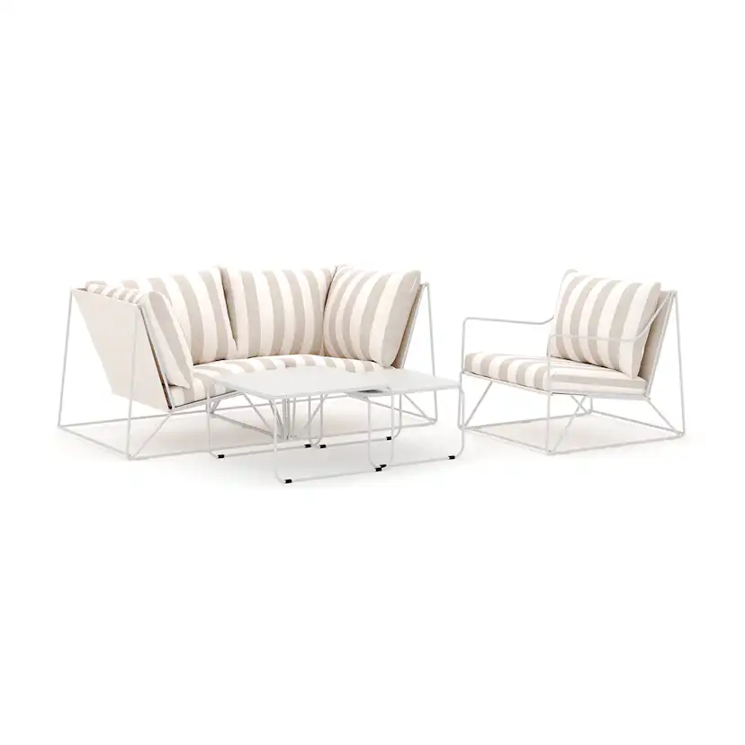 Loungesoffa Comfort Garden Usteryd utomhus rak 3-sits soffa med fåtölj