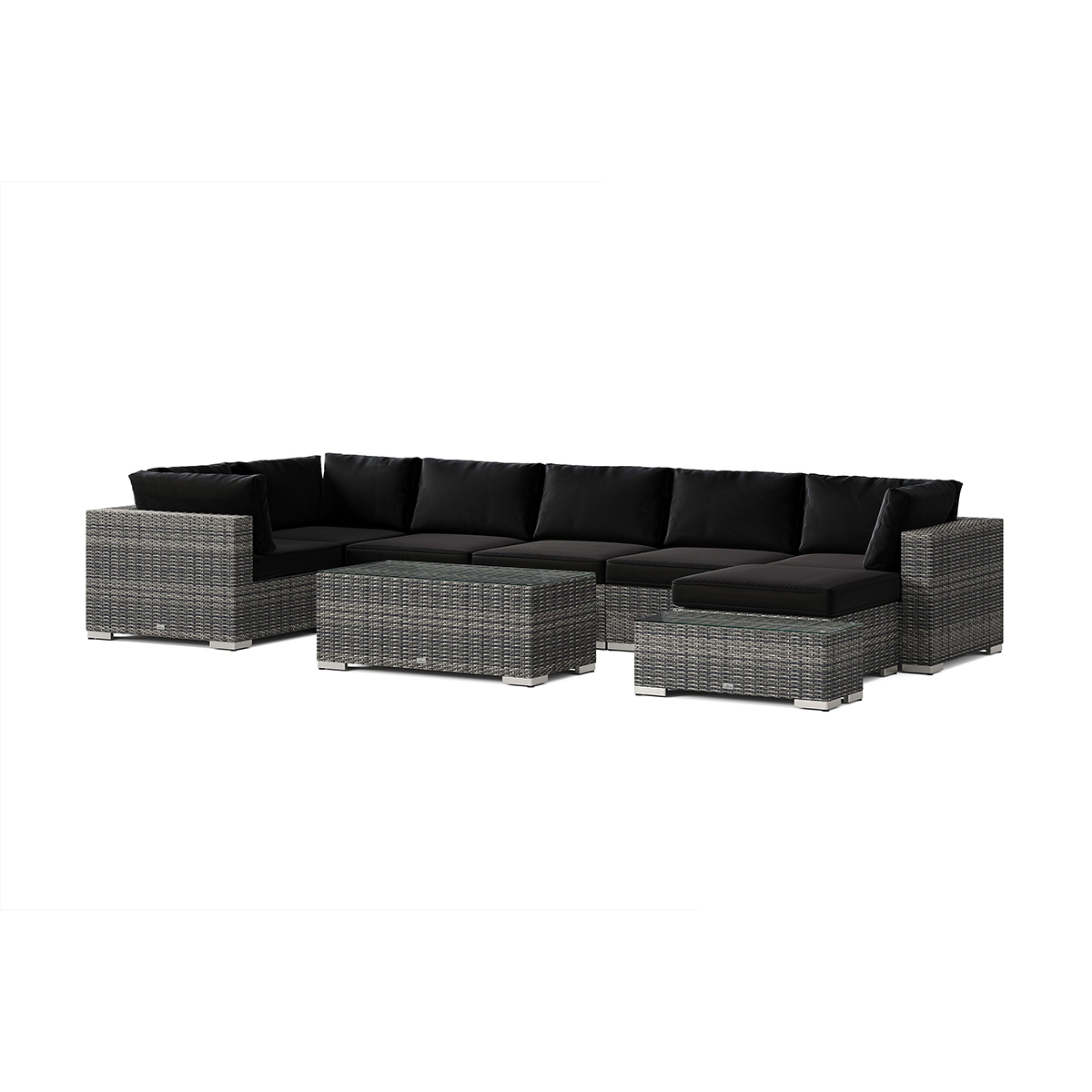 Loungegrupp Comfort Garden Bahamas utomhus U-soffa 7-sits vändbar divan med öppet avslut och bord