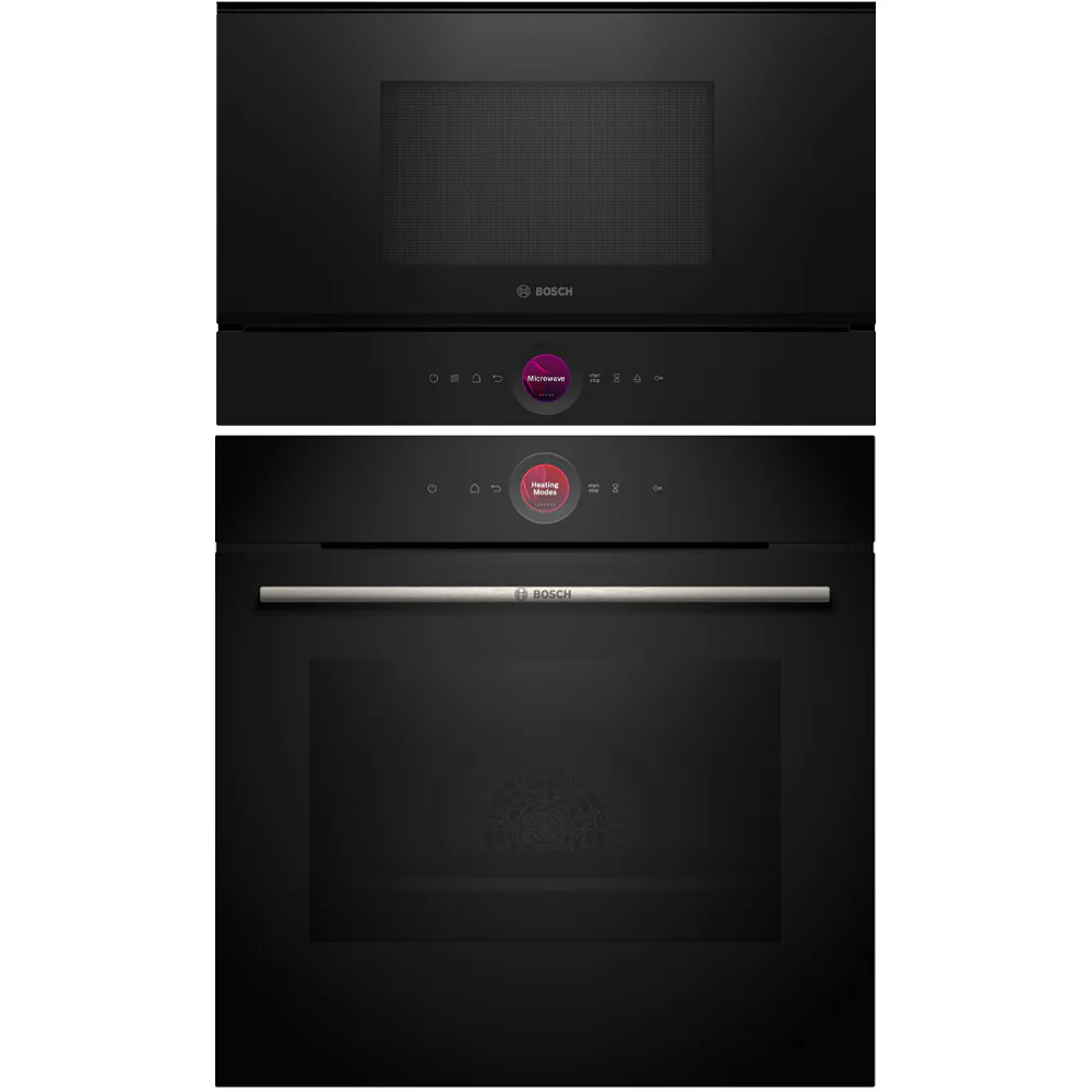 Ugn- och Mikropaket Bosch HBG7721B1 + BFR7221B1 Serie 8 med Pyrolys och Wifi