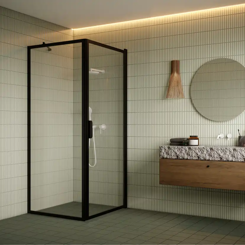 Duschhörn Hietakari Bläk 755 New York Fast Vägg och Vändbar Dörr