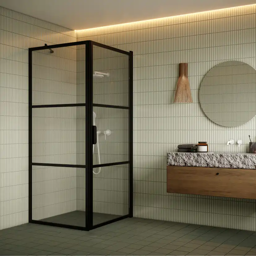 Duschhörn Hietakari Bläk 760 Tokyo Fast Vägg och Vändbar Dörr