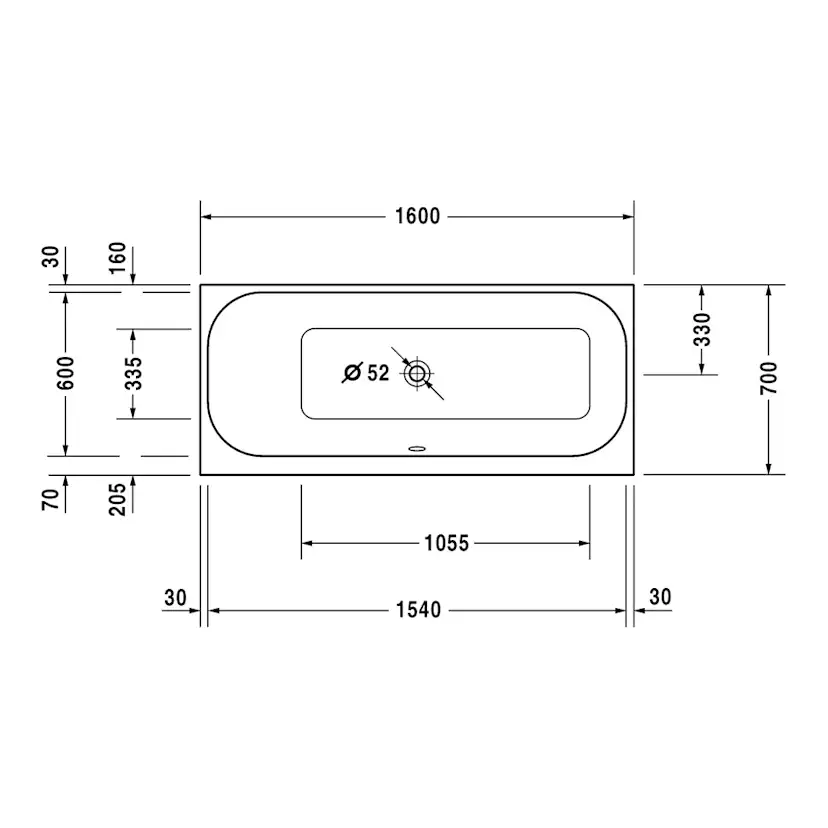Badkar Duravit Happy D2 Inbyggnad