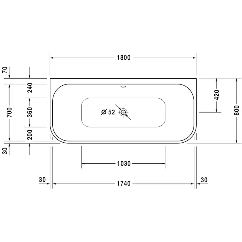 Badkar Duravit Happy D2 Vägg