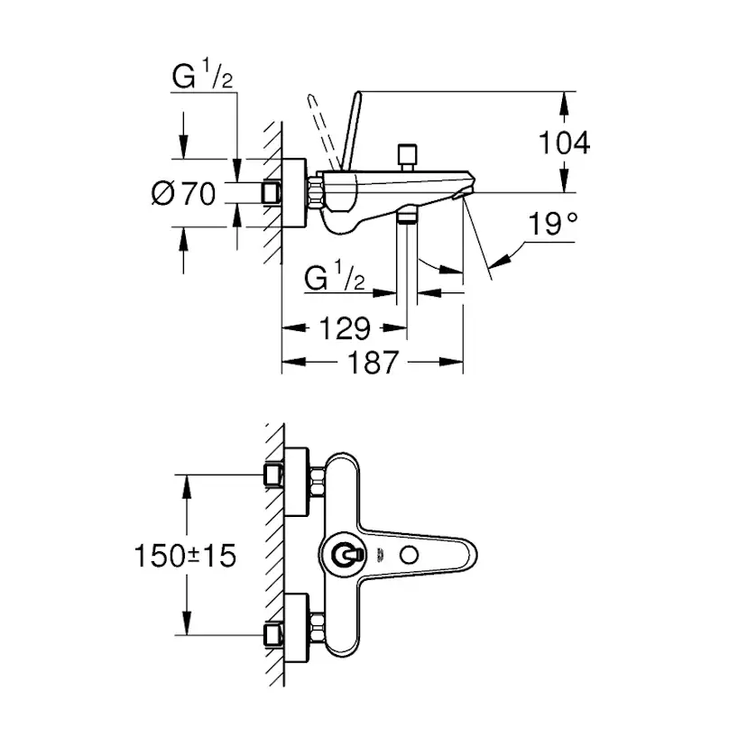 Badkarsblandare Grohe Eurodisc Joy 23431