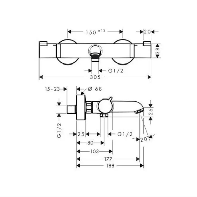 Badkarsblandare Hansgrohe Comfort Ecostat