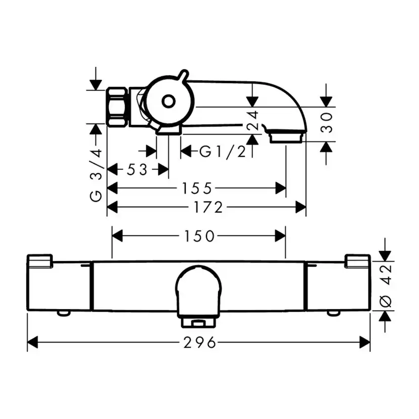 Badkarsblandare Hansgrohe Ecostat 1001 CL
