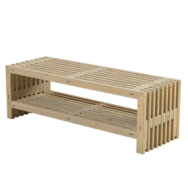 Trädgårdsbänk PLUS Rustik Design med Hylla 1380 mm