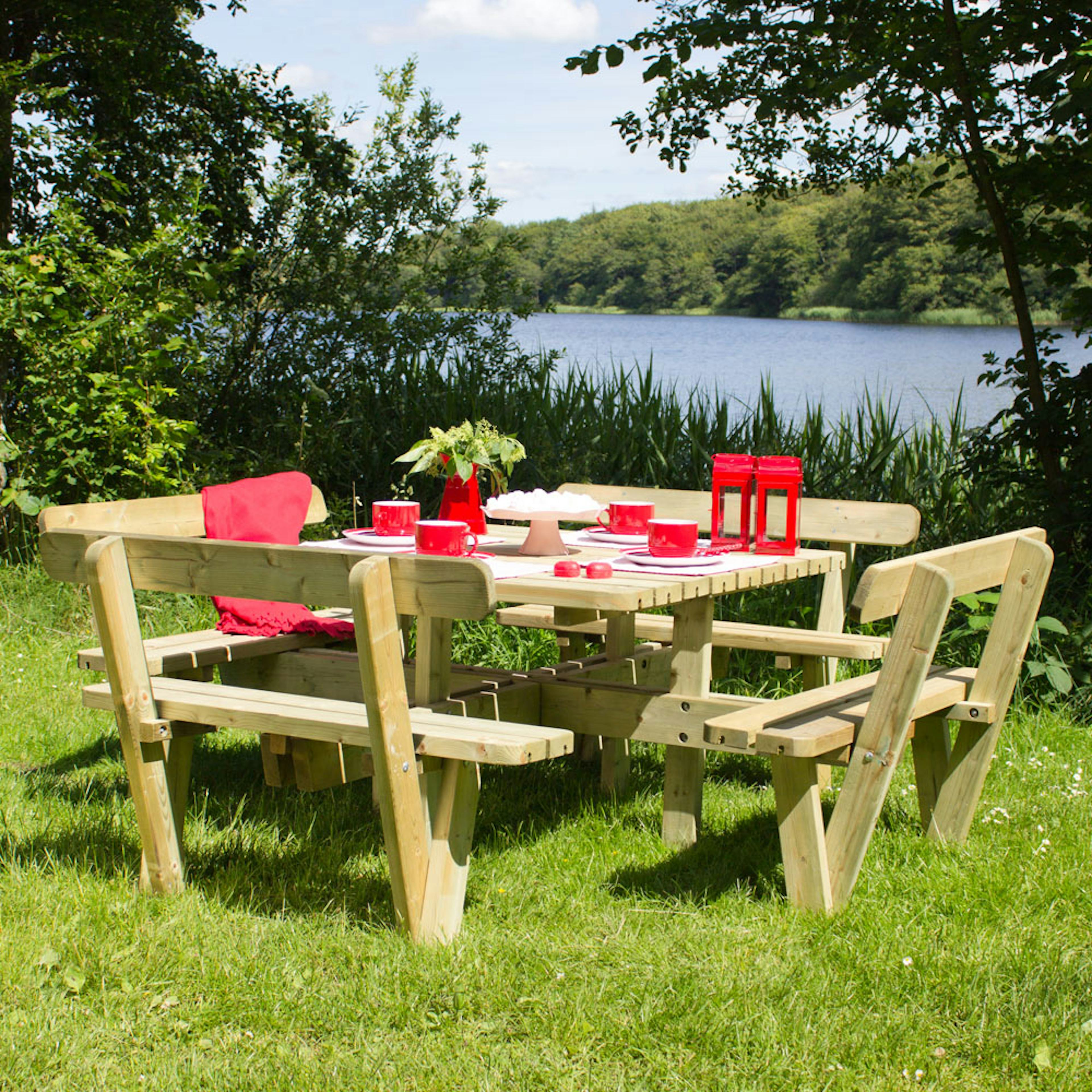 Picknickbord PLUS Fyrkantigt med Ryggstöd Utomhus