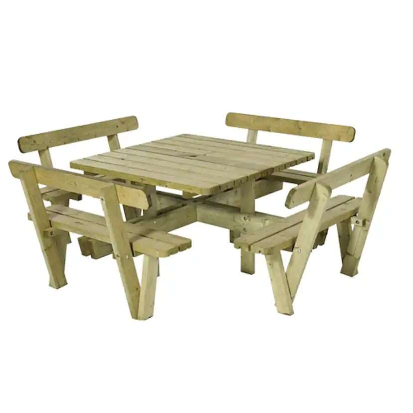 Picknickbord PLUS Fyrkantigt med Ryggstöd Utomhus