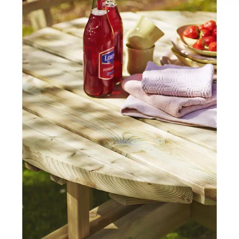 Picknickbord PLUS Runt med Ryggstöd Utomhus