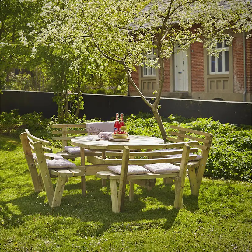 Picknickbord PLUS Runt med Ryggstöd Utomhus