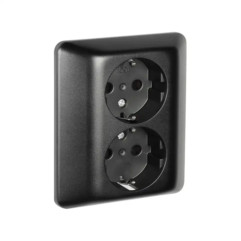 Vägguttag Elko 2-Vägs Infällt RS Svart