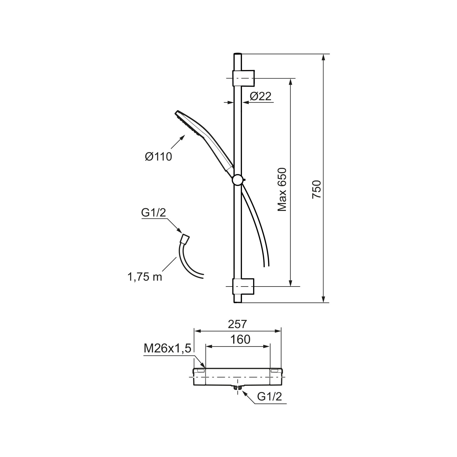 Duschset Mora LYNX med Duschblandare