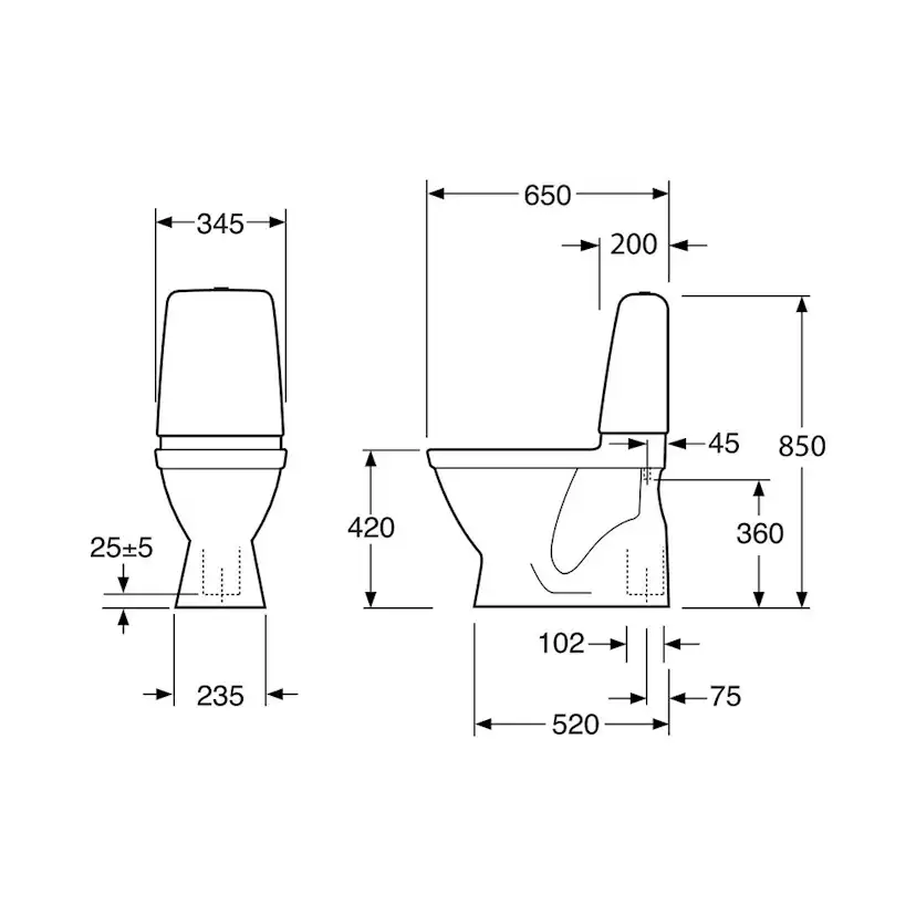 Toalettstol Gustavsberg Public 6600 C+ Hygienic Flush