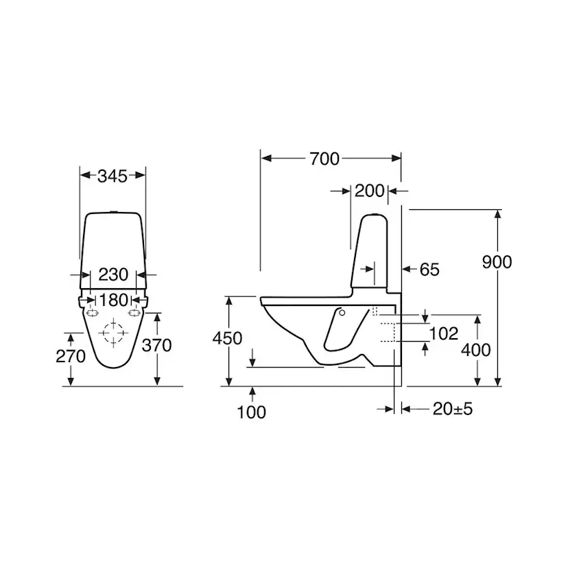 Vägghängd Toalettstol Gustavsberg Public 6600 C+ Hygienic Flush