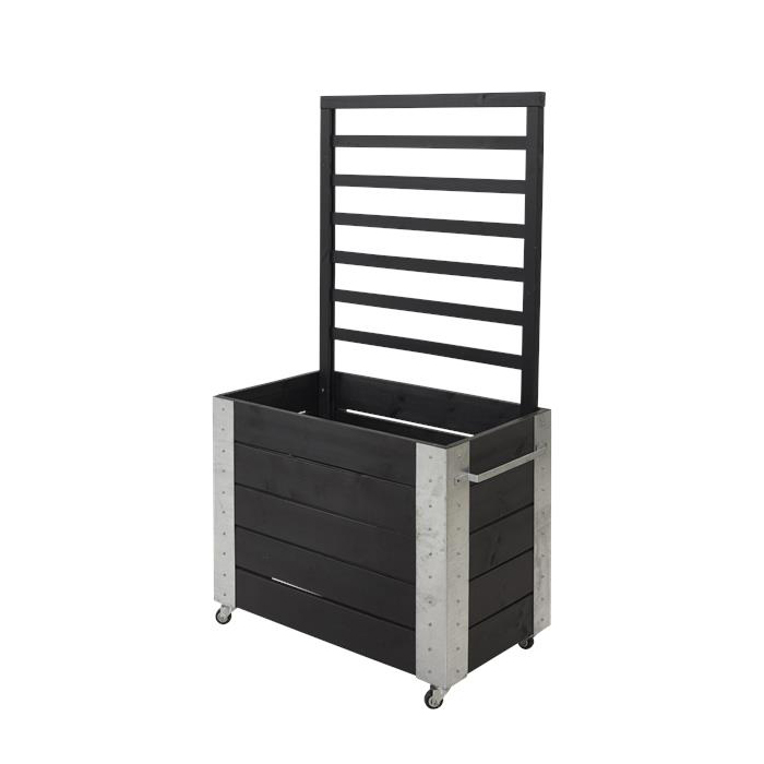 Blomlåda PLUS Cubic med Spalje Svart 87x50x155 cm