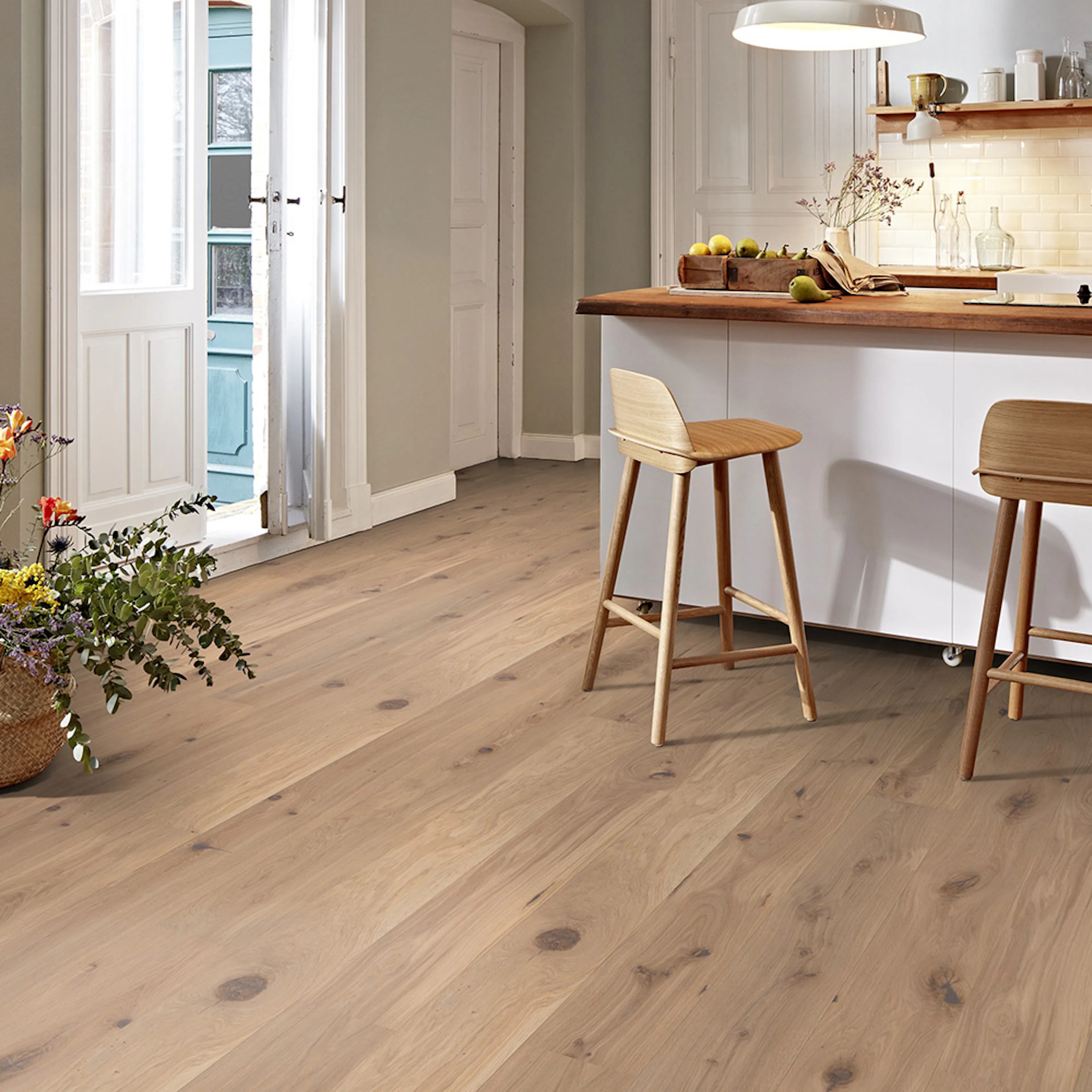 Trägolv Boen Ek Vivo Live Pure, Ultramattlackat 1-Stavs Parkettgolv