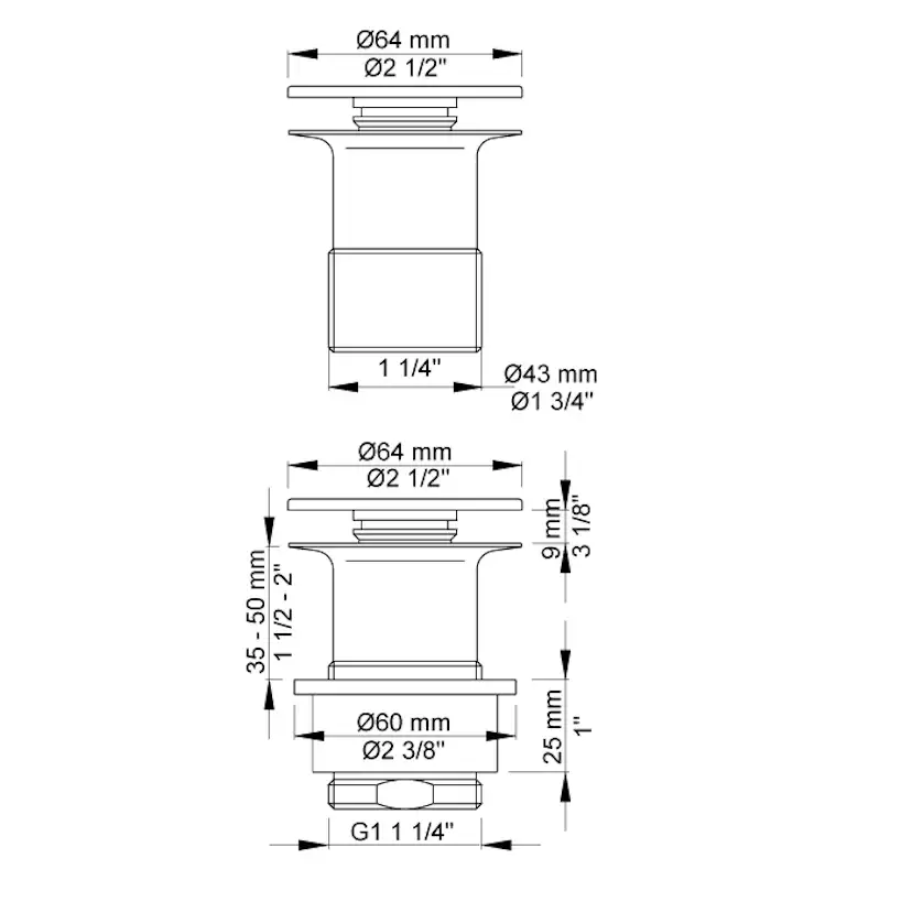 Bottenventil Vola A63F Pop-up