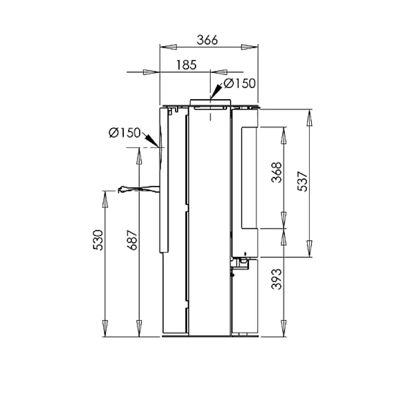 Braskamin Aduro 15 Svart Fristående 6,5kW