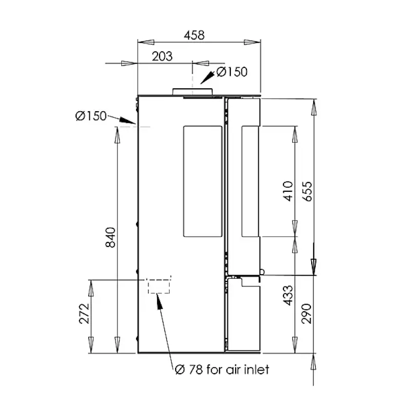 Braskamin Aduro 9 Air Fristående med Sidoglas 6kW