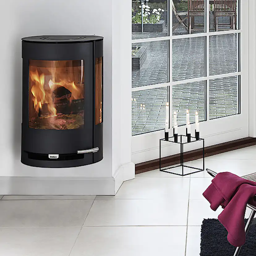 Braskamin Aduro 9.4 Vägghängd Med Sidoglas, Svart