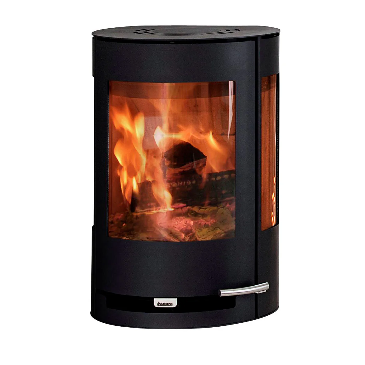 Braskamin Aduro 9.4 Vägghängd Med Sidoglas, Svart