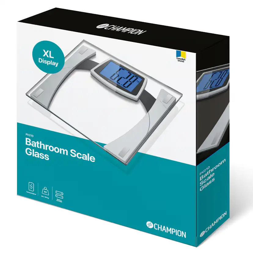 Personvåg Champion XL Display Glas PV210 Silver/Svart