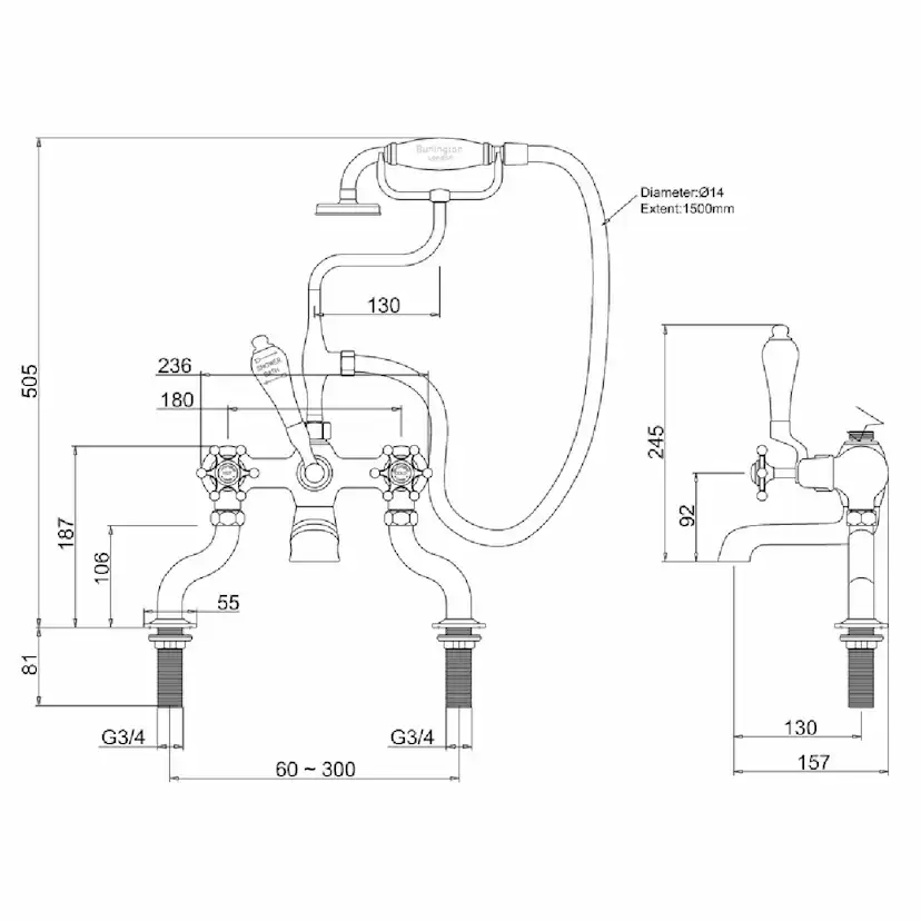 Badkarsblandare Burlington CL15 Birkenhead