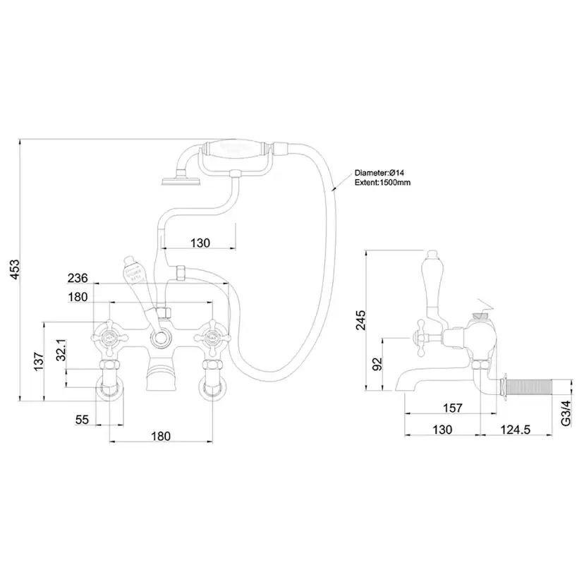 Badkarsblandare Burlington CL17 Claremont