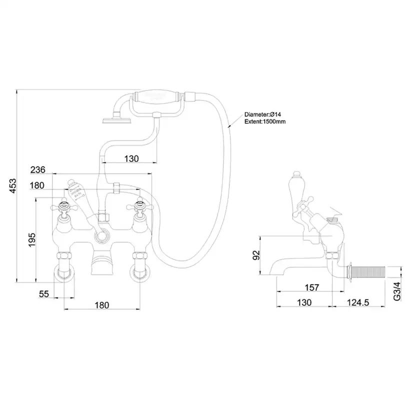 Badkarsblandare Burlington CL21 Claremont
