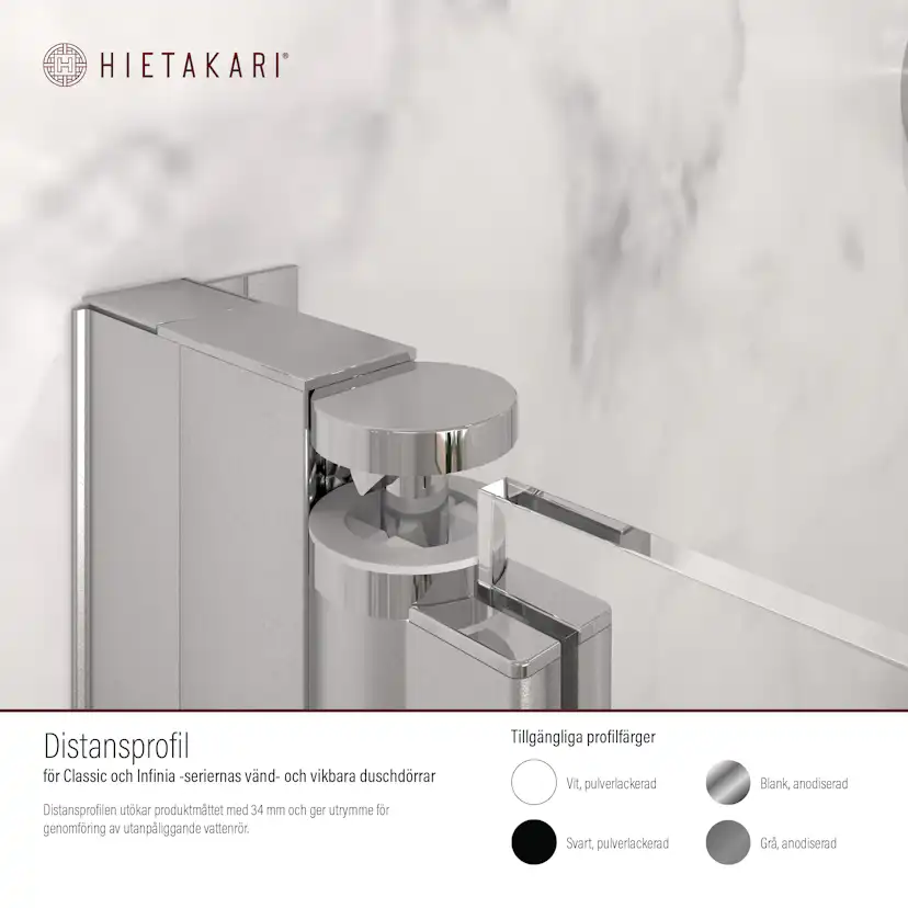 Distansprofil Hietakari för Duschvägg Classic/Infinia Vändbar/Vikbar Vit