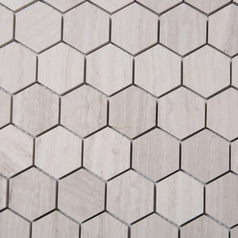 Natursten ArtStone Woodlight Gravin Hexagon Polerad 5x5 cm