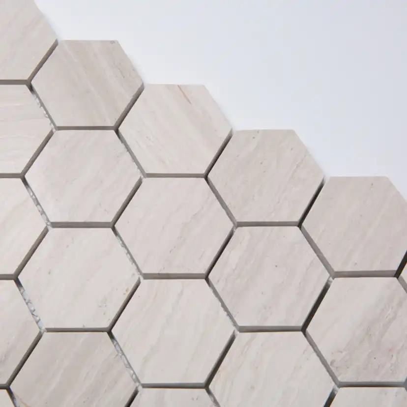 Natursten ArtStone Woodlight Gravin Hexagon Polerad 5x5 cm