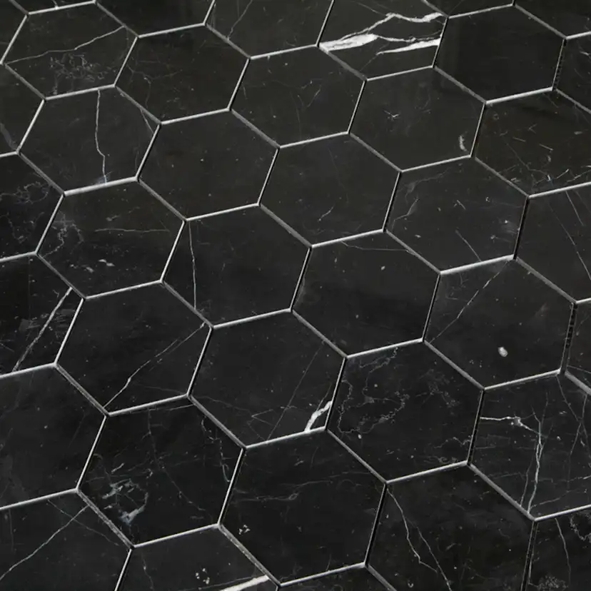Natursten ArtStone Nero Marquina Hexagon Polerad 5x5 cm