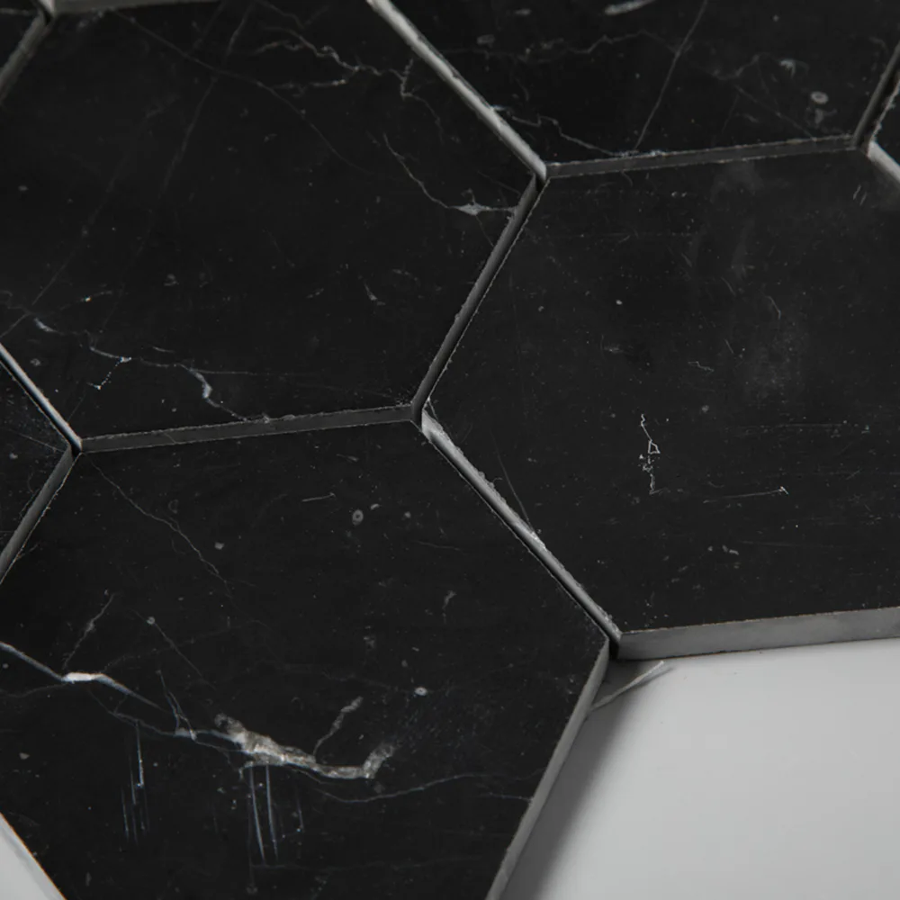 Natursten ArtStone Nero Marquina Hexagon Polerad 10x10 cm